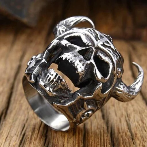 Bague Anneau Homme Acier Inoxydable Tête De Pirate - Image 3