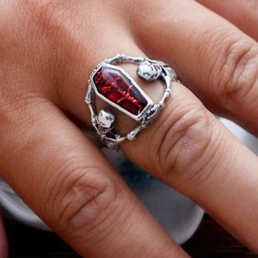 Bague Cercueil Avec Squelette - Image 3