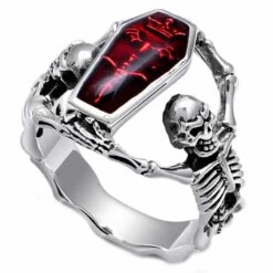 Bague Cercueil Avec Squelette