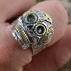 Bague Argent Crâne Mexicain -Pirate Costume Shop bague tete de mort crane mexicain