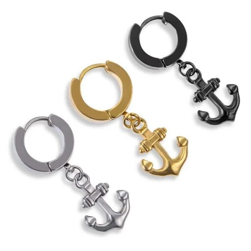 ▷ Boucles D'Oreilles Homme Ancre - Image 4