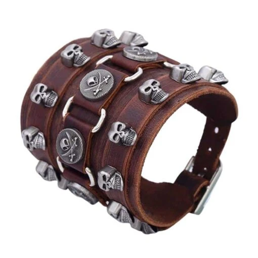Bracelet Cuir Pirate Assassin - Bijoux Pirate - Image 2