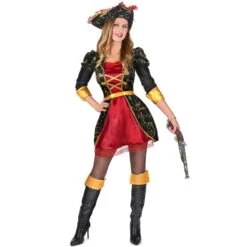 Déguisement Femme Pirate Rouge Et Noir