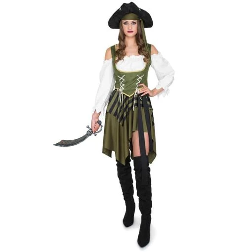 Déguisement Pirate Femme Vert - Image 2