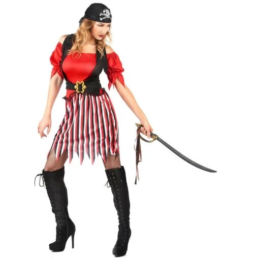 Déguisement Pirate Femme Rouge - Image 2