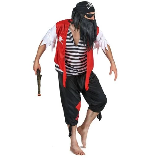 Déguisement Pirate Noir Et Rouge Homme - Image 2