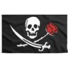 Drapeau De Pirate Avec Rose Rouge -Pirate Costume Shop drapeau de pirate avec rose