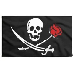 Drapeau De Pirate Avec Rose Rouge