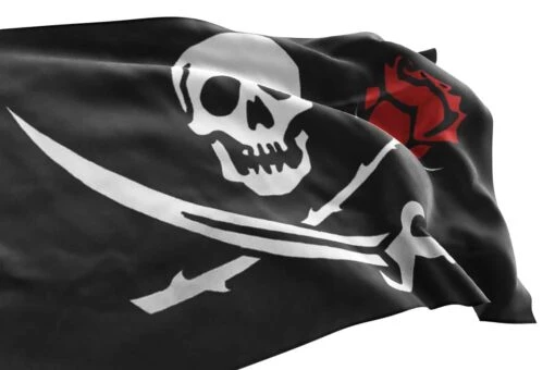 Drapeau De Pirate Avec Rose Rouge - Image 3