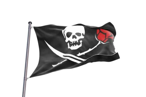 Drapeau De Pirate Avec Rose Rouge - Image 2