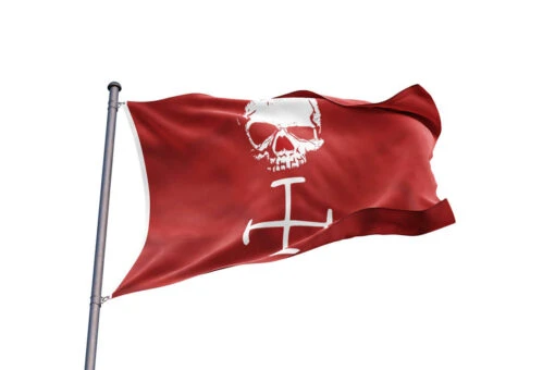 Drapeau Pirate Au Fond Rouge Sanguinaire - Image 2