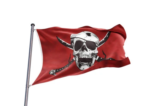 Drapeau Pirate Rouge Et Blanc - Image 2