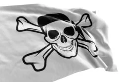 Drapeau Pirate Blanc -Pirate Costume Shop drapeau pirate inverse noir sur blanc