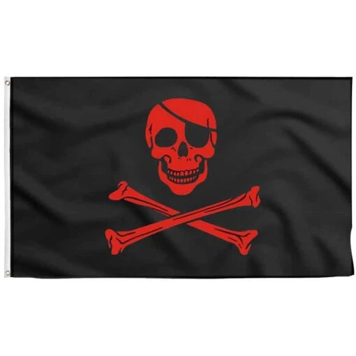 Drapeau Pirate Squelette Rouge Sanglant