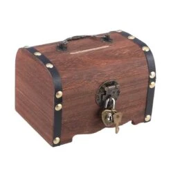 Tirelire Coffre Fort Pirate En Bois